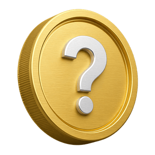 3D gold coin featuring a question mark, used as a decorative element on an FAQ page